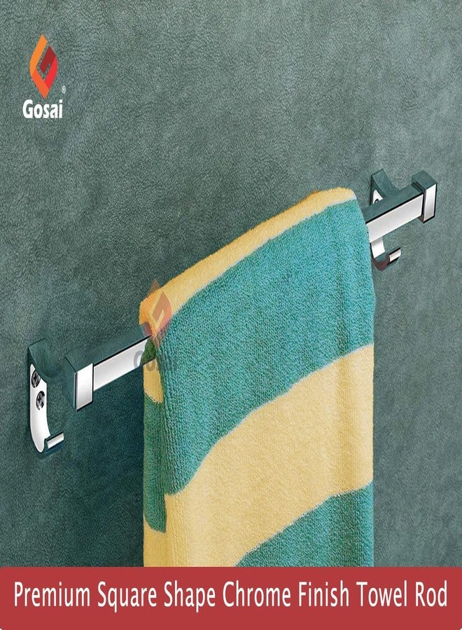 GOSAI حامل مناشف مربع من الفولاذ المقاوم للصدأ من GOSAI مع خطاف | حامل مناشف | قضيب مناشف | حامل مناشف للحمام | قضيب مناشف | حامل مناشف مع خطاف ملابس، إكسسوارات حمام (مقاس 24 بوصة/عبوة من قطعة واحدة) - Image 2